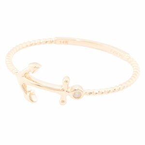 14 KT Diamond Yellow Gold Anchor Ring